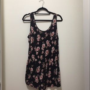 Floral black and pink romper